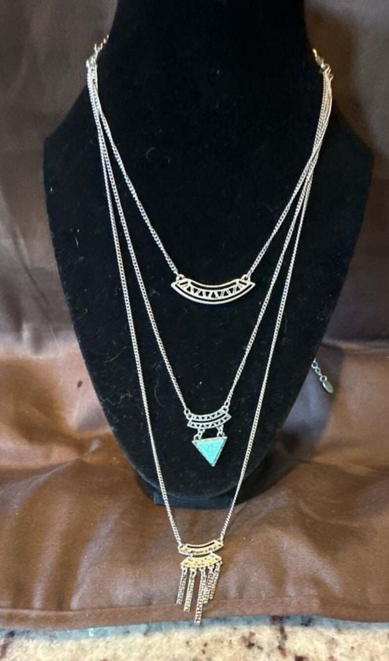 Lucky Brand Three-Strand Layered Geo Turquoise Necklace